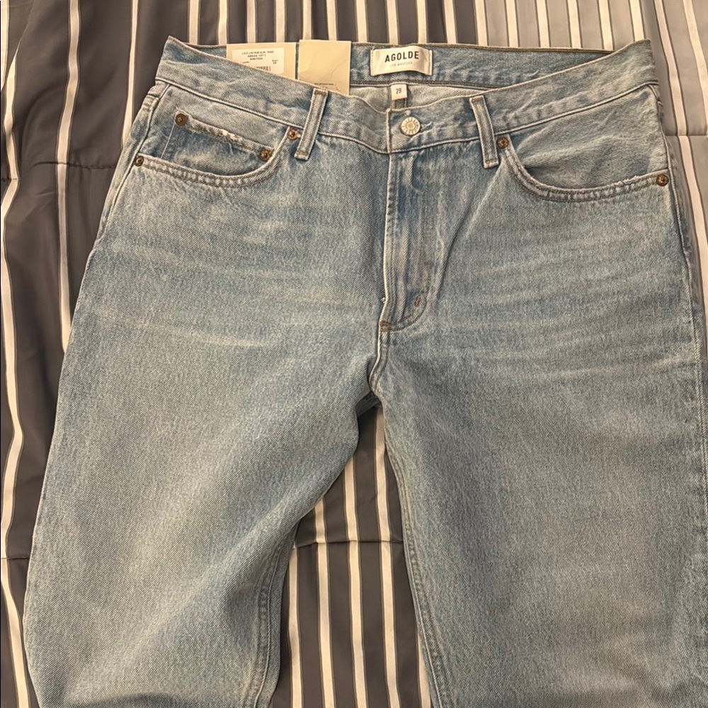 Agolde Blue Relaxed Jeans with Faded Wash